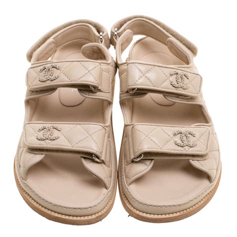 chanel sandals beige and black|flat chanel sandals women.